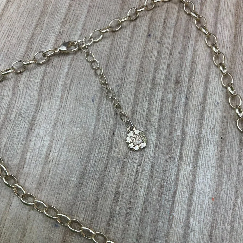 Monet Faux Turquoise Stone  Gold Tone Y  Necklace
